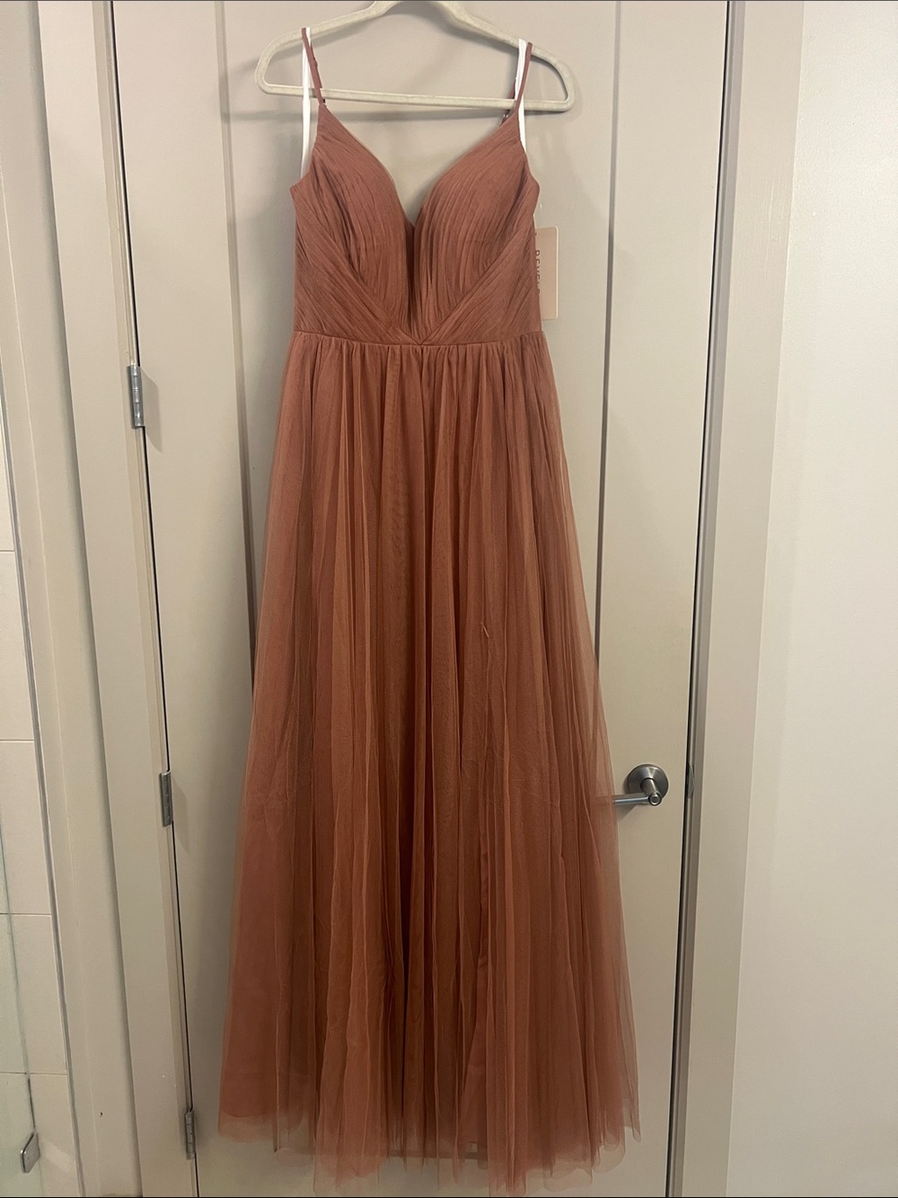Revelry Rust Tulle Spaghetti Strap Maxi Dress